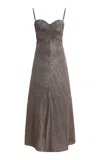 Georgia Hardinge Relic Pleated Metallic-knit Maxi Dress In Gray