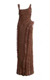 Georgia Hardinge Renaissance Textured Organza Maxi Dress In Brown
