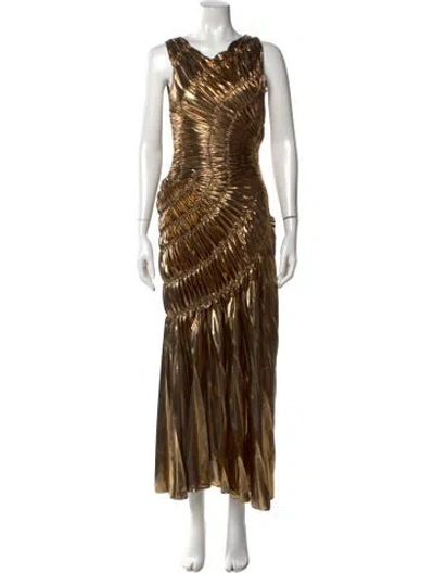 Pre-owned Georgia Hardinge Scoop Neck Long Dress In Gold
