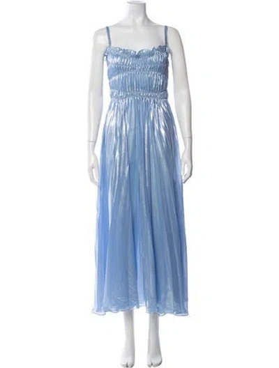 Pre-owned Georgia Hardinge Square Neckline Midi Length Dress W/ Tags In Blue