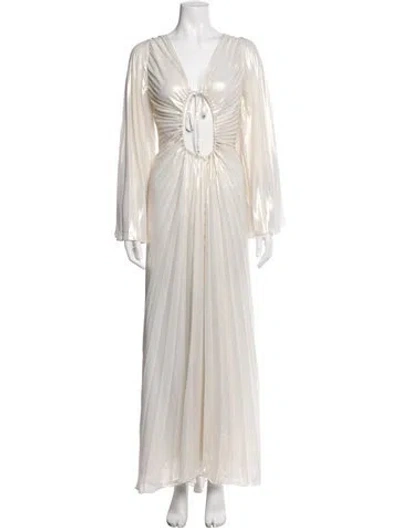 Pre-owned Georgia Hardinge V-neck Long Dress W/ Tags In Neutrals
