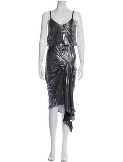 Pre-owned Georgia Hardinge V-neck Midi Length Dress In Blue