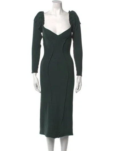 Pre-owned Georgia Hardinge V-neck Midi Length Dress In Green
