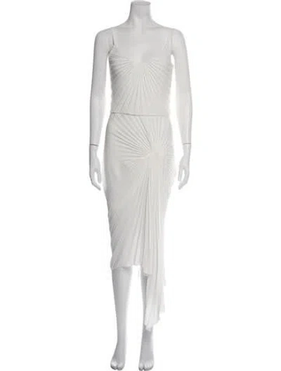Pre-owned Georgia Hardinge V-neck Midi Length Dress In Neutrals