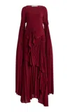 Georgia Hardinge Waterfall Convertible Plisse Maxi Dress In Red