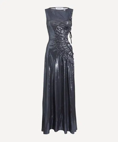 Georgia Hardinge Women's Black Sequin Scope Floor-length Dress In Blue