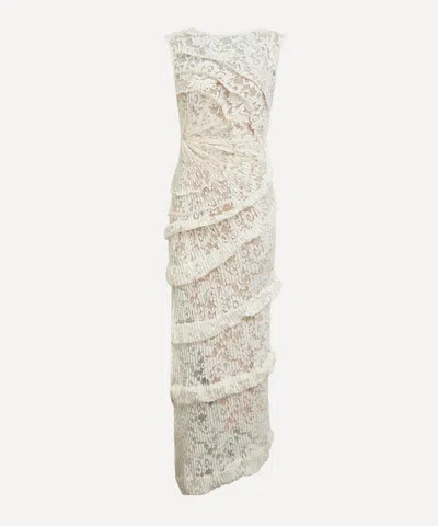 Georgia Hardinge Women's Ivory Spiral Floor-lengthdress In White