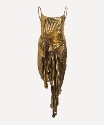 Georgia Hardinge Women's Metallic Gold Torrent Pleated Dress