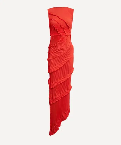 Georgia Hardinge Women's Red Opal Pleated Floor-length Dress