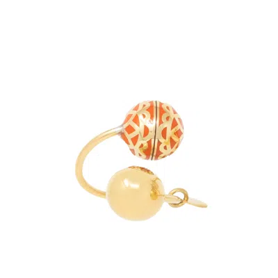 Georgina Jewelry Women's Gold Signature Carmelian Sphere Resin Ring In Orange