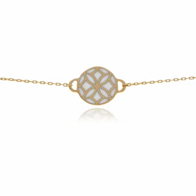 Georgina Jewelry Women's Signature Flower Mother Pearl Necklace In Gold