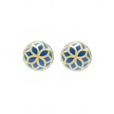 Georgina Jewelry Women's Signature Flower Sphere Earrings In Blue Cobalt In Multi