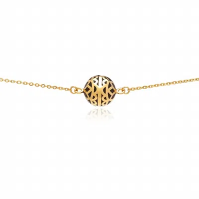Georgina Jewelry Women's Signature Flower Sphere Onyx Ball Necklace In Black