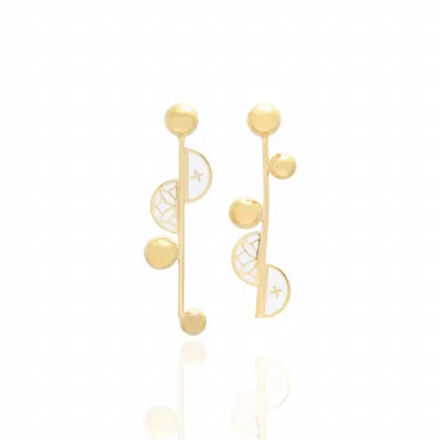 Georgina Jewelry Women's Signature Moon Sphere Earrings In Mother Pearl In Multi