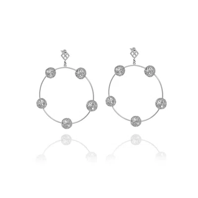 Georgina Jewelry Women's Signature Sphere Dangle Hoops In Silver