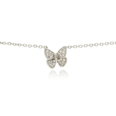 Georgina Jewelry Women's Silver Mini Butterfly Diamond Necklace In Gray