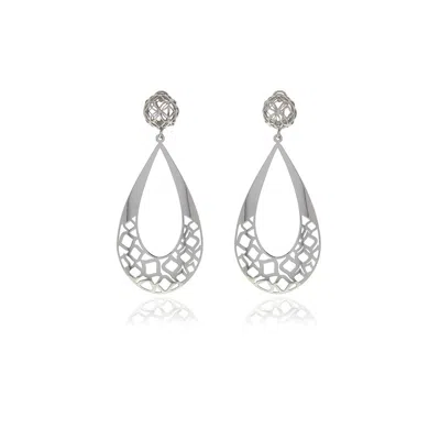 Georgina Jewelry Women's Silver Open Signature Drop Earrings In Gray