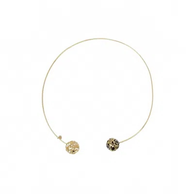 Georgina Jewelry Women's Sphere Onyx Resin Choker Necklace In Gold