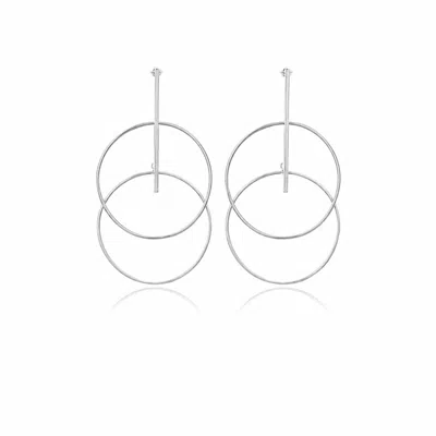Georgina Jewelry Women's Two Circle Bar Earrings In Silver
