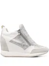 Geox 100mm Nydame Zip-up Wedged Sneakers In Silver