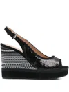 Geox 120mm Yulimar Sequin-embellished Wedged Sandals In Multi
