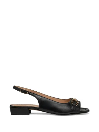 Geox 15 New Eraklia Horsebit Slingback Sandals In Black