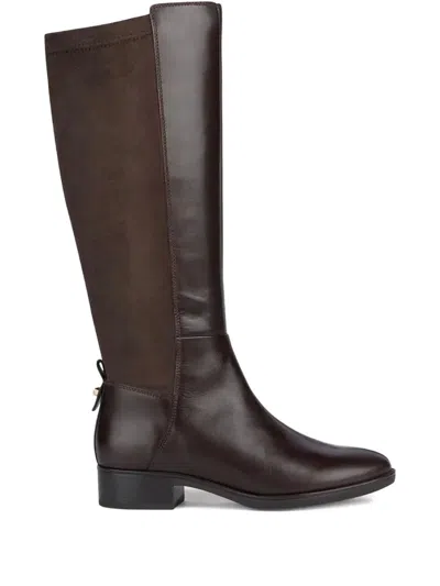 Geox 35mm Leather Knee-high Boots In Brown