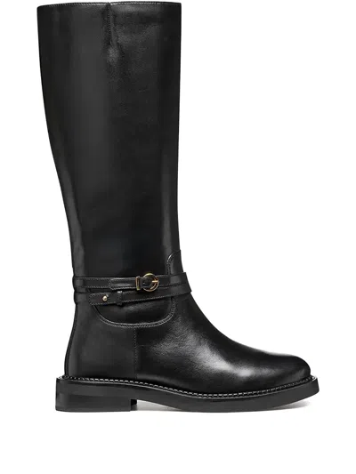 Geox 35mm Serilda Buckled Knee-high Boots In Black