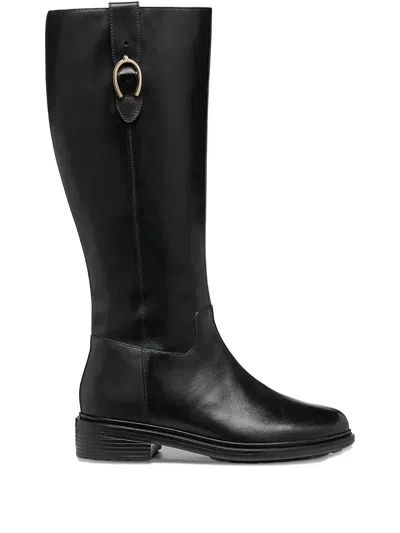 Geox 40mm Walk Pleasure Buckled Knee-high Boots In Black