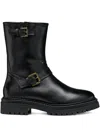 Geox 45mm Iridea Buckled Biker Boots In Black