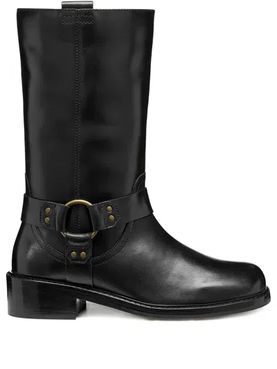 Geox 45mm Nalvia Leather Boots In Black
