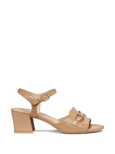 Geox 50 New Eraklia Horsebit-detail Buckle-fastening Heeled Sandals In Neutral