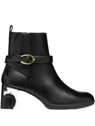 Geox 60mm Buckle-strap Boots In Black