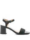 Geox 65mm Block-heel Buckle Sandals In Black