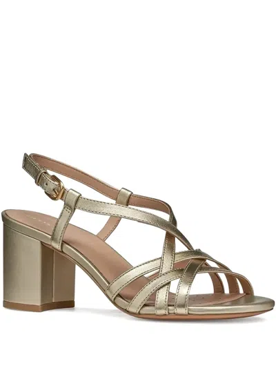 Geox 65mm Crossover-straps Block-heel Heeled Sandals In Gold
