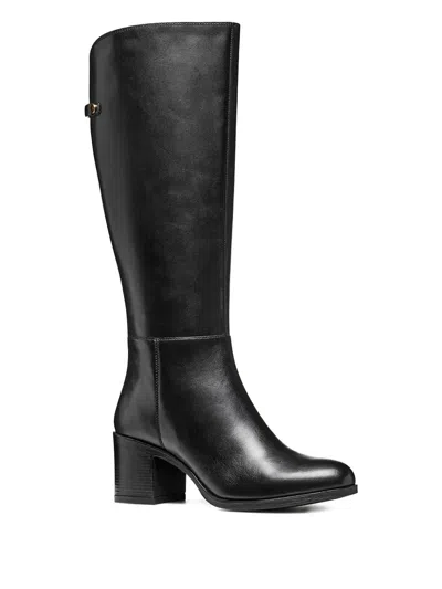 Geox 65mm New Asheel Block-heel Knee-high Boots In Black