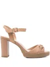 Geox 85mm Walk Pleasure Buckle-detail Block-heel Sandals In Gold