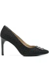 Geox 90mm Faviola Woven Embellishmed Pumps In Black
