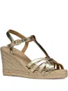 Geox 95mm Gelsa T-strap Wedge Espadrilles In Gold