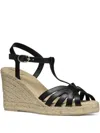 Geox 95mm T-bar Wedge Espadrilles In Black