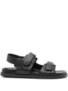 Geox Adelash Double-strap Leather Sandals In Black