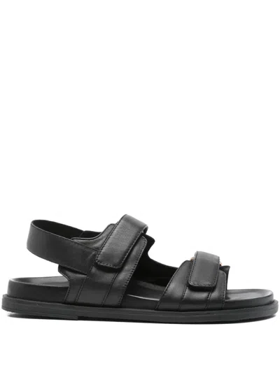 Geox Adelash Double-strap Leather Sandals In Black