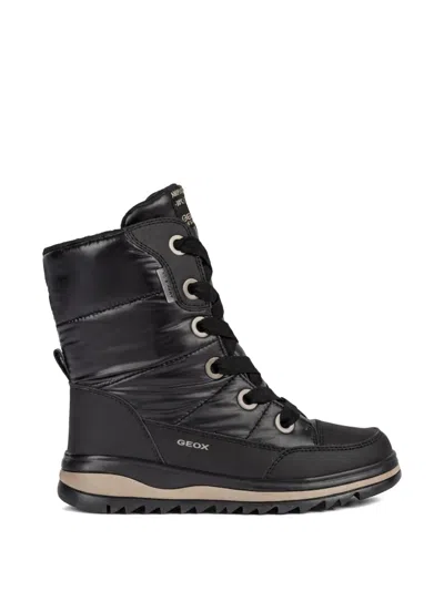 Geox Kids' 퀼팅 레이스업 부츠 In Black