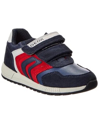 Geox Alben Leather-trim Sneaker In Blue