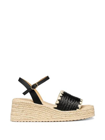 Geox Alemeria Woven-design Buckled-strap Espadrilles In Black