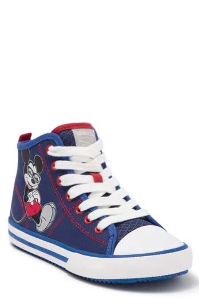 Geox Alonisso Mickey Mouse Hi Top Sneaker In Navy/royal