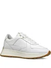 Geox Amabel Wedge-sole Leather Sneakers In White