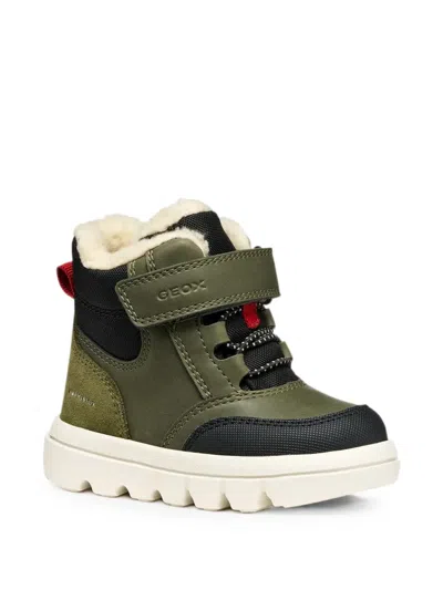 Geox Kids' Amphibiox Touch-strap Boots In Green