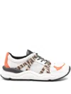 Geox Animal-print Panel Sneakers In White
