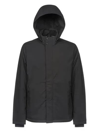 Geox Aurelio Hooded Zip-fastening Jacket In Black
